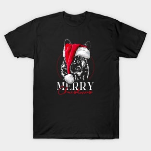 Santa German Shepherd Merry Christmas dog mom gift present T-Shirt